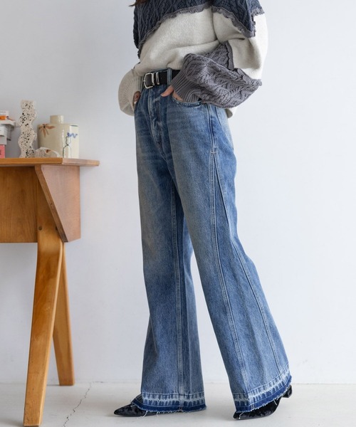 RAGEBLUE（レイジブルー）の「ヴィンテージライク/サイド切り替えフレアデニム（デニムパンツ・レディース・ブラック/ブルー・MEDIUM/SMALL）」の14枚目の写真