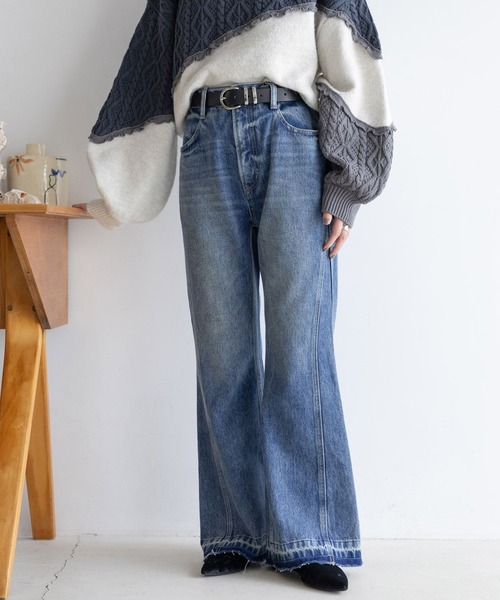 RAGEBLUE（レイジブルー）の「ヴィンテージライク/サイド切り替えフレアデニム（デニムパンツ・レディース・ブラック/ブルー・MEDIUM/SMALL）」の15枚目の写真