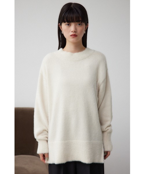 AZUL by moussy(アズールバイマウジー)の「2WAYモヘヤライクVネックニットトップス(ニット/セーター・レディース・アイボリー/ブラック/ライトグレー/ダークブルー・FREE)」の16枚目の写真