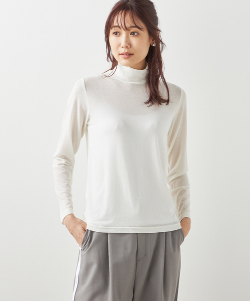 Petit Honfleur(プチオンフルール)の「メロークシュネックウールプルオーバー(Tシャツ/カットソー・レディース・グレー/アイボリー/ブラック・M/L)」の2枚目の写真