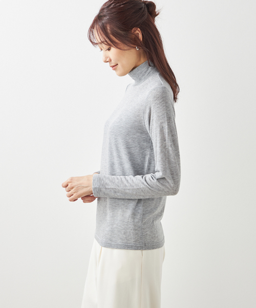 Petit Honfleur(プチオンフルール)の「メロークシュネックウールプルオーバー(Tシャツ/カットソー・レディース・グレー/アイボリー/ブラック・M/L)」の4枚目の写真