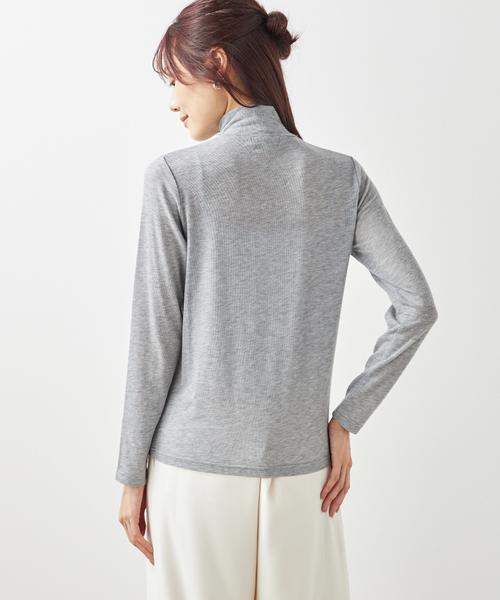 Petit Honfleur(プチオンフルール)の「メロークシュネックウールプルオーバー(Tシャツ/カットソー・レディース・グレー/アイボリー/ブラック・M/L)」の5枚目の写真