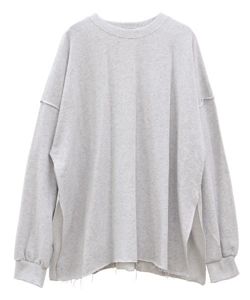ISOOK(アイスー)の「カットオフルーズスウェット (kiharu select) / オーバーサイズ ビッグサイズ シンプルトップス スウェットプルオーバー(スウェット・レディース・ブラック/ライトグレー・FREE)」の7枚目の写真