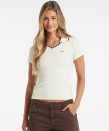 GUESS JEANS Ss Slim Rib Embro Knit Top ポロシャツ