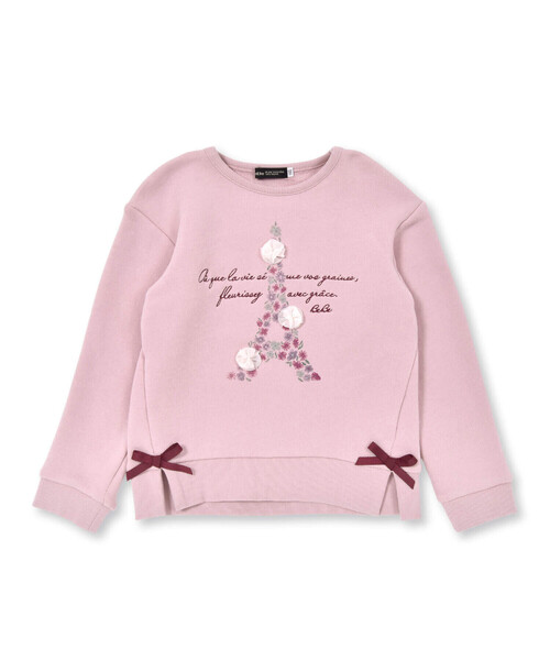 【セール】マシュマロウラケエッフェル塔フラワーモチーフトレーナー(90~150cm)（スウェット）｜BeBe（ベベ） 5,421円