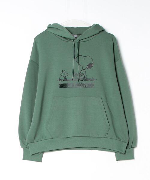 PEANUTS(ピーナッツ)の「ピーナッツ テックスウェットパーカー(パーカー・レディース・グリーン/グレー・M/L)」の2枚目の写真