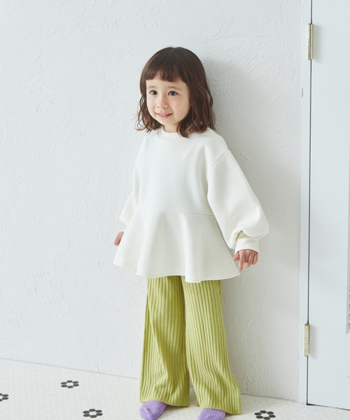 pairmanon（ペアマノン）の「【リンクコーデ】裏起毛 ペプラム プルオーバー（スウェット・キッズ・アイボリー/ベージュ/ブラック・150/140/120/100/130/110/90）」の5枚目の写真