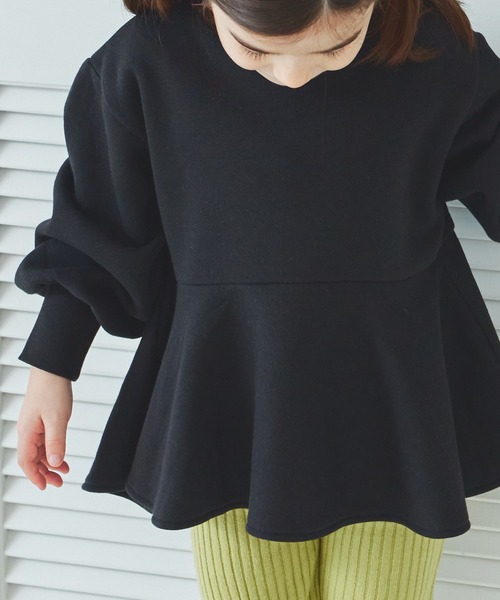 pairmanon（ペアマノン）の「【リンクコーデ】裏起毛 ペプラム プルオーバー（スウェット・キッズ・アイボリー/ベージュ/ブラック・150/140/120/100/130/110/90）」の6枚目の写真