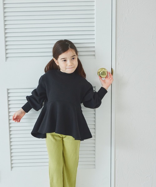 pairmanon（ペアマノン）の「【リンクコーデ】裏起毛 ペプラム プルオーバー（スウェット・キッズ・アイボリー/ベージュ/ブラック・150/140/120/100/130/110/90）」の7枚目の写真