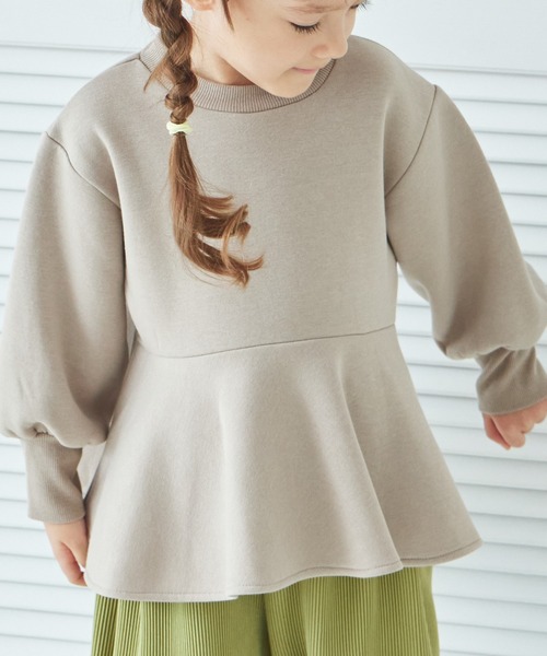 pairmanon（ペアマノン）の「【リンクコーデ】裏起毛 ペプラム プルオーバー（スウェット・キッズ・アイボリー/ベージュ/ブラック・150/140/120/100/130/110/90）」の9枚目の写真