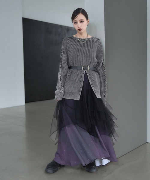 HARE(ハレ)の「2WAYカコウミドルニット(HARE)(ニット/セーター・レディース・ブラック/ブルー・FREE)」の4枚目の写真