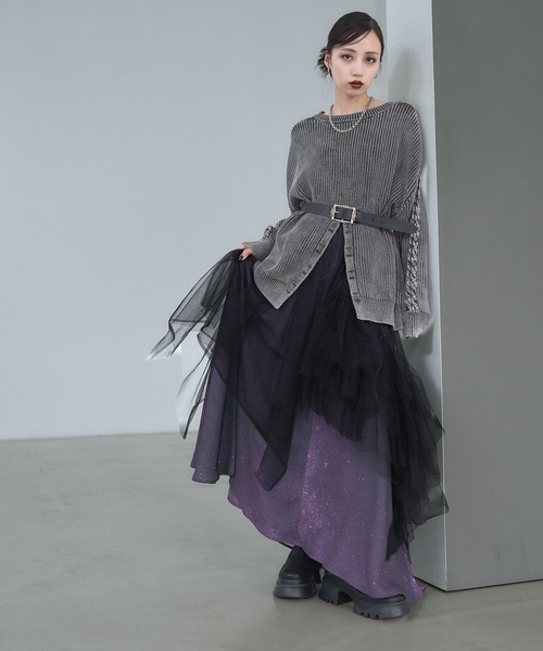 HARE(ハレ)の「2WAYカコウミドルニット(HARE)(ニット/セーター・レディース・ブラック/ブルー・FREE)」の6枚目の写真