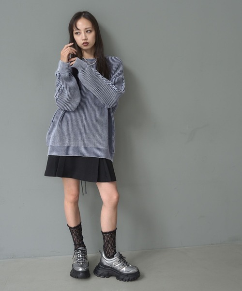 HARE(ハレ)の「2WAYカコウミドルニット(HARE)(ニット/セーター・レディース・ブラック/ブルー・FREE)」の7枚目の写真