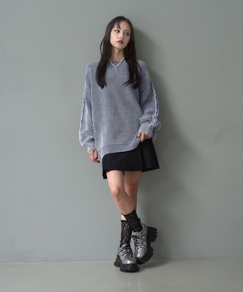 HARE(ハレ)の「2WAYカコウミドルニット(HARE)(ニット/セーター・レディース・ブラック/ブルー・FREE)」の8枚目の写真