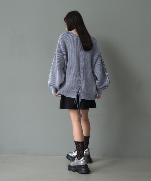 HARE(ハレ)の「2WAYカコウミドルニット(HARE)(ニット/セーター・レディース・ブラック/ブルー・FREE)」の9枚目の写真