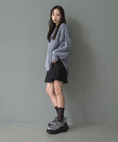 HARE(ハレ)の「2WAYカコウミドルニット(HARE)(ニット/セーター・レディース・ブラック/ブルー・FREE)」の10枚目の写真