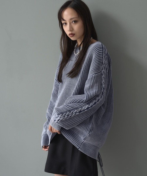 HARE(ハレ)の「2WAYカコウミドルニット(HARE)(ニット/セーター・レディース・ブラック/ブルー・FREE)」の14枚目の写真
