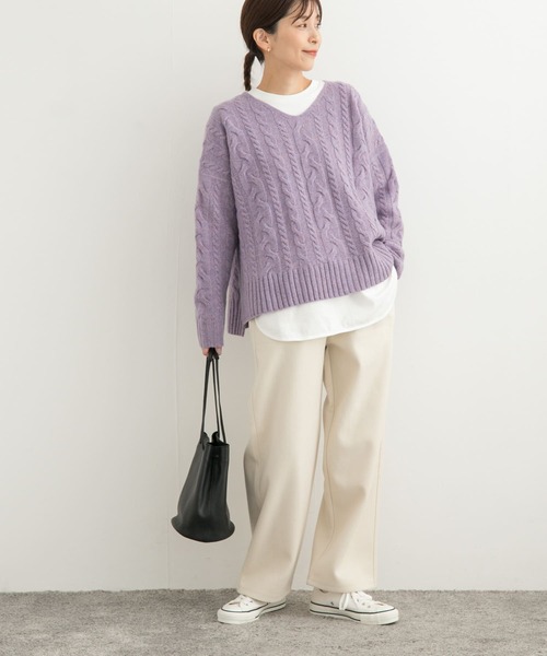 URBAN RESEARCH DOORS（アーバンリサーチドアーズ）の「『UR TECH』ニットメルトンパンツ（その他パンツ・レディース・チャコールグレー/アイボリー・MEDIUM）」の10枚目の写真