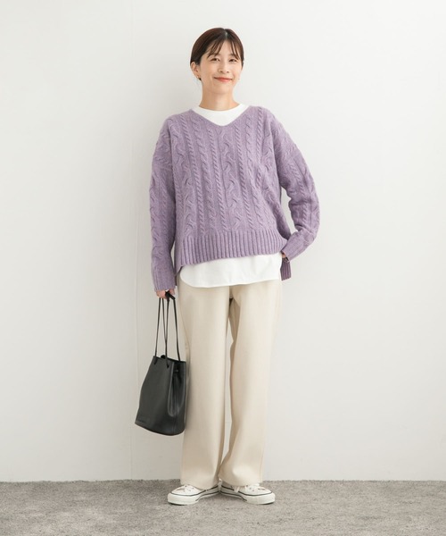 URBAN RESEARCH DOORS（アーバンリサーチドアーズ）の「『UR TECH』ニットメルトンパンツ（その他パンツ・レディース・チャコールグレー/アイボリー・MEDIUM）」の11枚目の写真