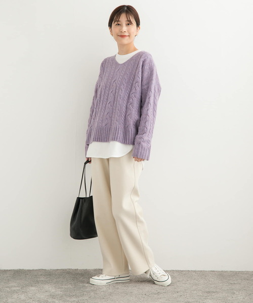 URBAN RESEARCH DOORS（アーバンリサーチドアーズ）の「『UR TECH』ニットメルトンパンツ（その他パンツ・レディース・チャコールグレー/アイボリー・MEDIUM）」の12枚目の写真