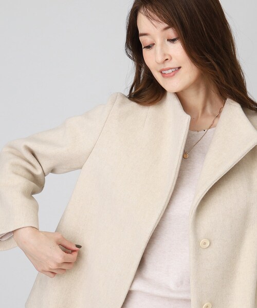 新品 ファムズ イタリアンウール 比翼 ショート ジャケット コート あったか 新品 ファムズ イタリアンウール 比翼 ショート ジャケット