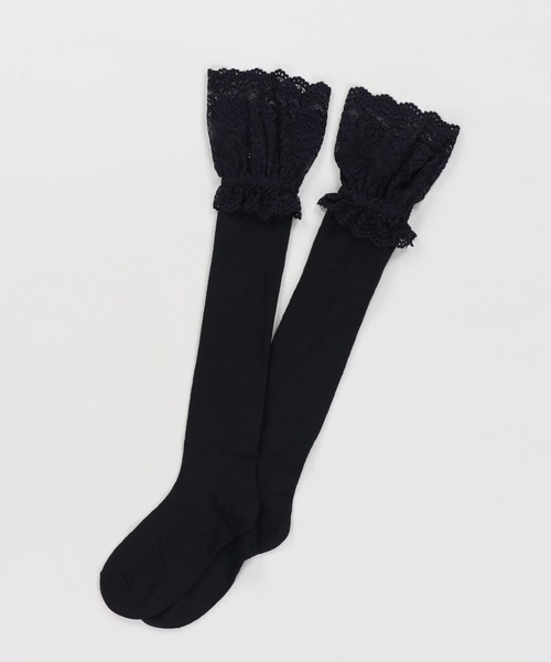 SPINNS(スピンズ)の「レース ハイリブソックス(ソックス/靴下・レディース・ホワイト/ブラック・ONESIZE)」の5枚目の写真