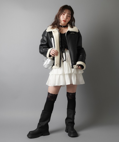 SPINNS(スピンズ)の「レース ハイリブソックス(ソックス/靴下・レディース・ホワイト/ブラック・ONESIZE)」の4枚目の写真