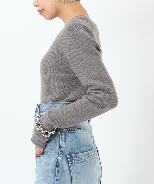 AP STUDIO(エーピーストゥディオ)の「カシミヤロングリブプルオーバー(ニット/セーター・レディース・チャコールグレー/モカ・FREE)」の10枚目の写真