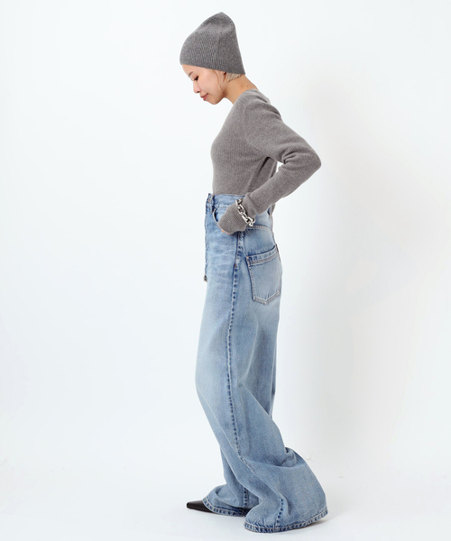 AP STUDIO(エーピーストゥディオ)の「カシミヤロングリブプルオーバー(ニット/セーター・レディース・チャコールグレー/モカ・FREE)」の13枚目の写真