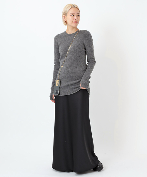 AP STUDIO(エーピーストゥディオ)の「カシミヤロングリブプルオーバー(ニット/セーター・レディース・チャコールグレー/モカ・FREE)」の5枚目の写真