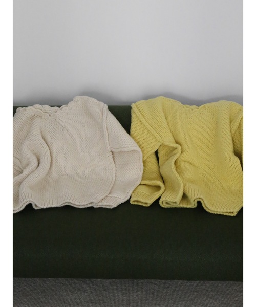 Katrin TOKYO（カトリーントーキョー）の「handmade scalloped frill knit（ニット/セーター・レディース・レモンイエロー/アイボリー・XS/FREE）」の4枚目の写真