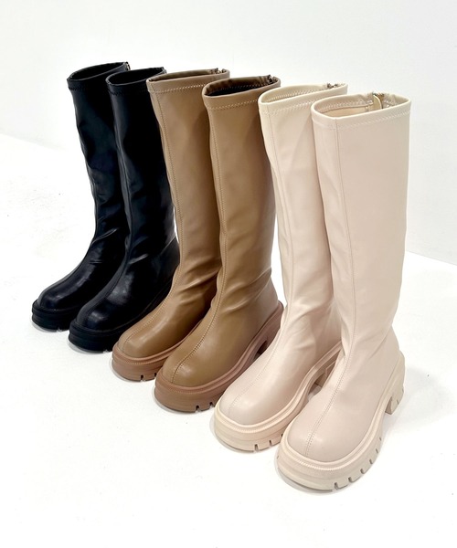 rectangle（レクタングル）の「厚底ヒールストレッチブーツ（ブーツ・レディース・アイボリー/ブラック/ベージュ系その他・23.0cm/23.5cm/24.0cm/24.5cm）」の13枚目の写真