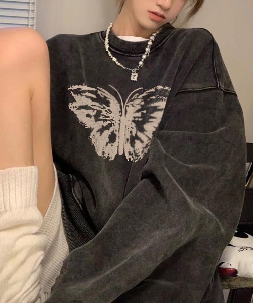 SpRay(スプレイ)の「裏起毛ピグメントプリントスウェット(スウェット・レディース・A/B/C/D/E・FREE)」の1枚目の写真