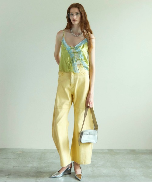 MAISON SPECIAL(メゾンスペシャル)の「Curve Silhouette Pants/カーブカラーパンツ【MAISON SPECIAL/メゾンスペシャル】(デニムパンツ・レディース・イエロー/ピンク・38/36)」の5枚目の写真
