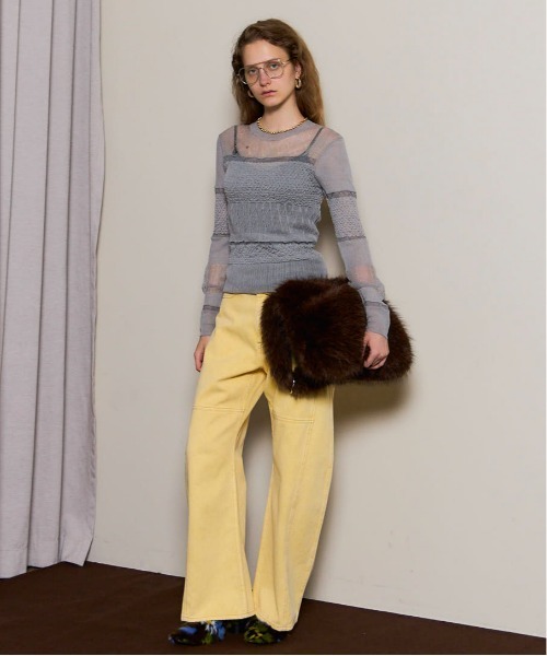 MAISON SPECIAL(メゾンスペシャル)の「Curve Silhouette Pants/カーブカラーパンツ【MAISON SPECIAL/メゾンスペシャル】(デニムパンツ・レディース・イエロー/ピンク・38/36)」の7枚目の写真