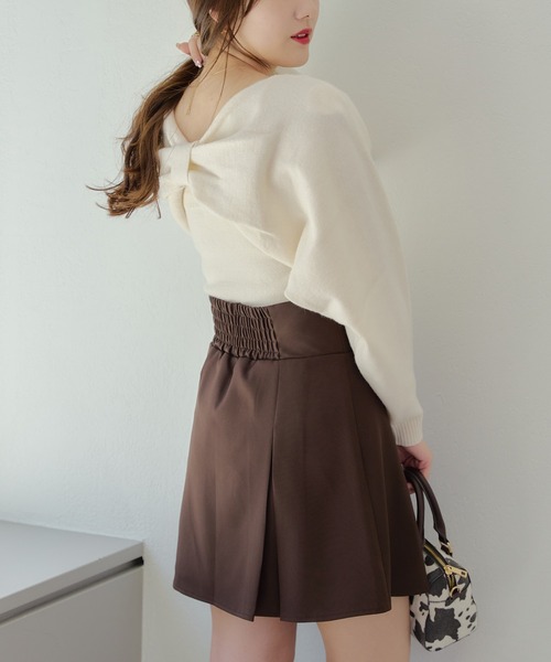 continuer de NICE CLAUP（コンティニューデナイスクラップ）の「2WAYリボンニット+キャミセット（ニット/セーター・レディース・グレー/アイボリー/チャコール/ピンク・FREE）」の2枚目の写真