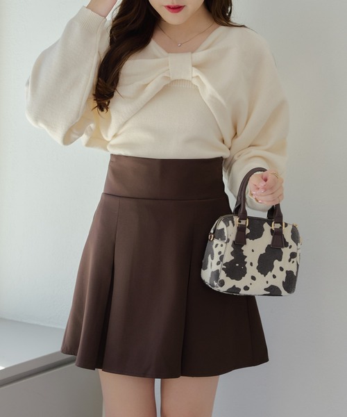 continuer de NICE CLAUP（コンティニューデナイスクラップ）の「2WAYリボンニット+キャミセット（ニット/セーター・レディース・グレー/アイボリー/チャコール/ピンク・FREE）」の5枚目の写真