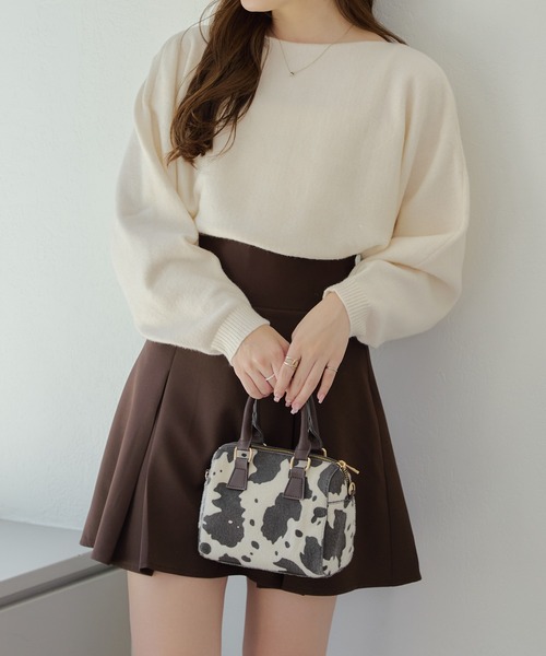 continuer de NICE CLAUP（コンティニューデナイスクラップ）の「2WAYリボンニット+キャミセット（ニット/セーター・レディース・グレー/アイボリー/チャコール/ピンク・FREE）」の7枚目の写真