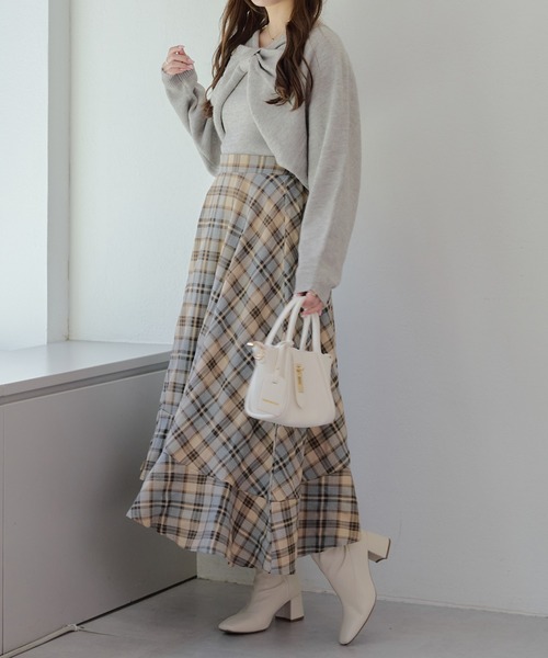 continuer de NICE CLAUP（コンティニューデナイスクラップ）の「2WAYリボンニット+キャミセット（ニット/セーター・レディース・グレー/アイボリー/チャコール/ピンク・FREE）」の15枚目の写真