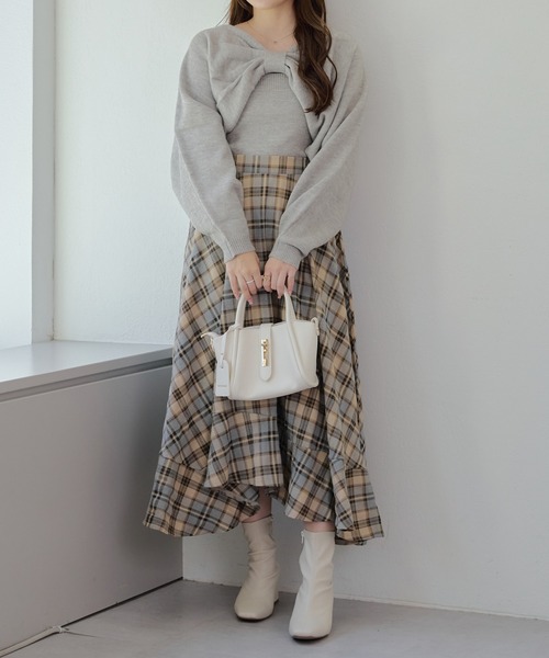 continuer de NICE CLAUP（コンティニューデナイスクラップ）の「2WAYリボンニット+キャミセット（ニット/セーター・レディース・グレー/アイボリー/チャコール/ピンク・FREE）」の16枚目の写真