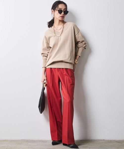 CHIC STYLE（シックスタイル）の「Vネックニットプルオーバー ＜大きいサイズ有＞シックスタイル（ニット/セーター・レディース・ベージュ/ブラック/グレー・M/L/LL/3L/4L/5L）」の12枚目の写真