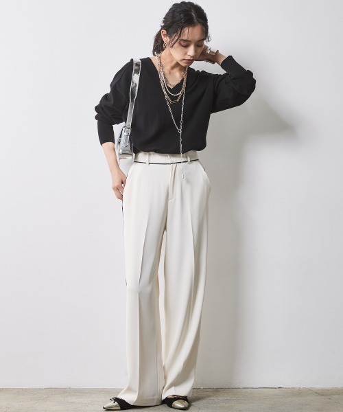 CHIC STYLE（シックスタイル）の「Vネックニットプルオーバー ＜大きいサイズ有＞シックスタイル（ニット/セーター・レディース・ベージュ/ブラック/グレー・M/L/LL/3L/4L/5L）」の18枚目の写真