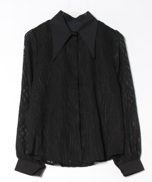 Coo+i(クーイ)の「リーフ柄立体模様シフォンブラウス ブラック(シャツ/ブラウス・レディース・ブラック/ホワイト・FREE)」の13枚目の写真