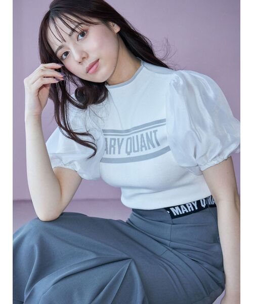 MERCURYDUO(マーキュリーデュオ)の「【MARY QUANTコラボ】異素材パフスリーブニット(ニット/セーター・レディース・ブルー/オフホワイト/ブラック・FREE)」の4枚目の写真