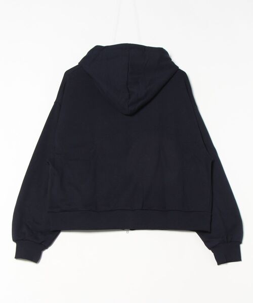 GORGE(ゴージ)の「《ロゴ貼り付け×ZIPデザイン》レディース 裏毛ジップパーカー ゆったりシルエット 秋冬春(パーカー・レディース・アイボリー/オートミール/ネイビー・F)」の4枚目の写真