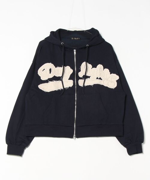 GORGE(ゴージ)の「《ロゴ貼り付け×ZIPデザイン》レディース 裏毛ジップパーカー ゆったりシルエット 秋冬春(パーカー・レディース・アイボリー/オートミール/ネイビー・F)」の6枚目の写真