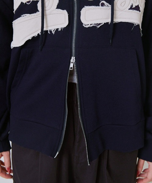 GORGE(ゴージ)の「《ロゴ貼り付け×ZIPデザイン》レディース 裏毛ジップパーカー ゆったりシルエット 秋冬春(パーカー・レディース・アイボリー/オートミール/ネイビー・F)」の9枚目の写真