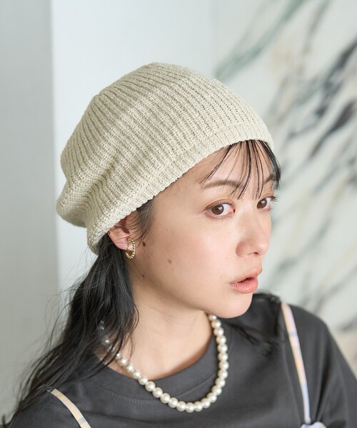 FREAK'S STORE（フリークスストア）の「サマーニットベレー帽（ハンチング/ベレー帽・レディース・ナチュラル/その他/ブラック・ONE SIZE）」の2枚目の写真