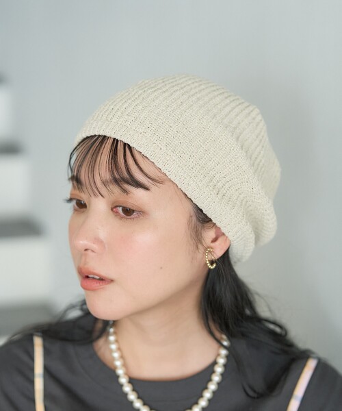 FREAK'S STORE（フリークスストア）の「サマーニットベレー帽（ハンチング/ベレー帽・レディース・ナチュラル/その他/ブラック・ONE SIZE）」の5枚目の写真