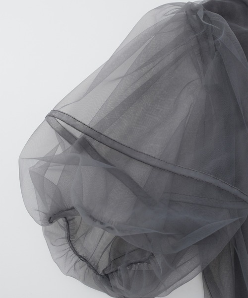 RANAN（ラナン）の「チュールレイヤードボリューム袖トップス（Tシャツ/カットソー・レディース・ブラック/オフホワイト/ピンク/チャコール・LL/L/M）」の11枚目の写真